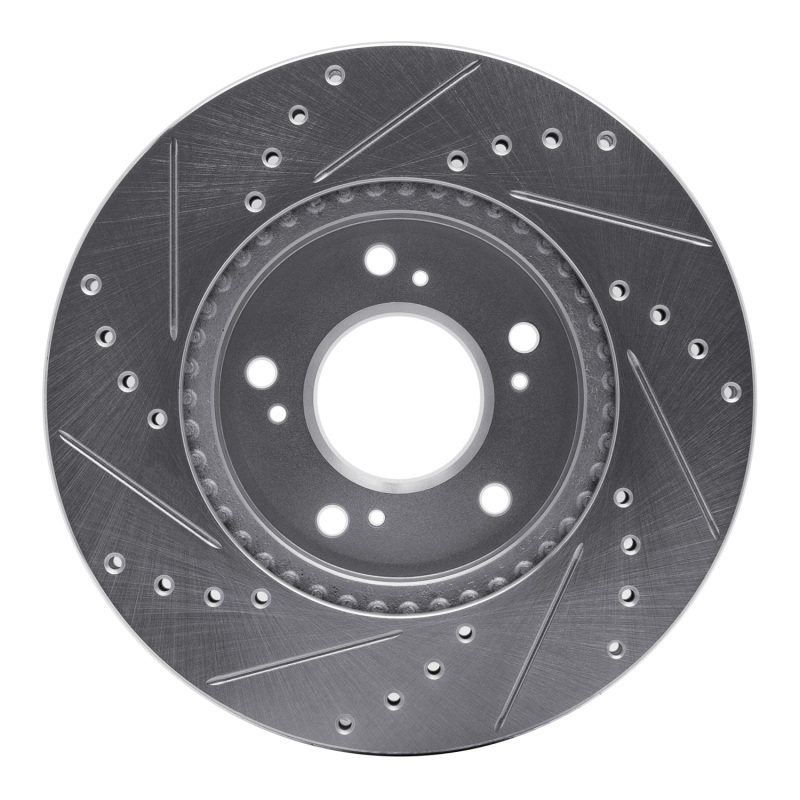 Acura Integra Brake Rotor (1) - Front Right - R1 Concepts - Drilled & Slotted - Silver - `91-`01
